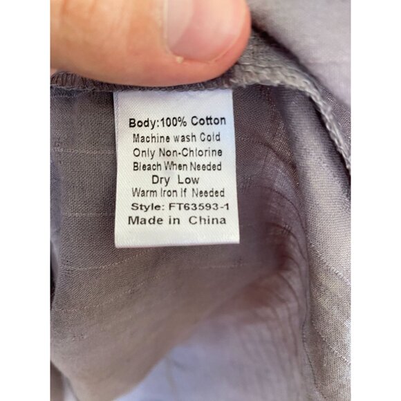 NWT Fun2Fun Womens Gretchen‎ Grey Button-Up Shirt M 100% Cotton Short Sleeve - Picture 5 of 6